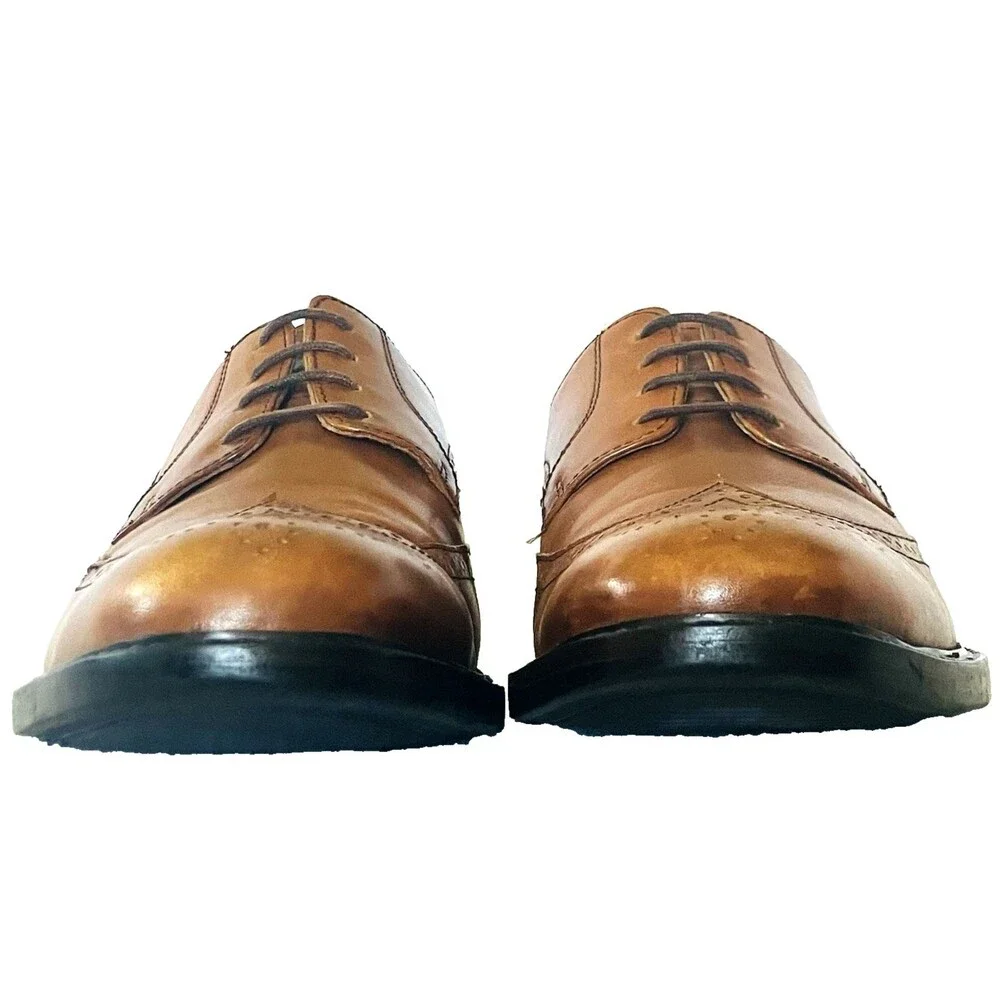 Johnston Murphy Wingtip Shoes 1862 Brogue 11.5 Mens Derby Tan Brown India Preppy